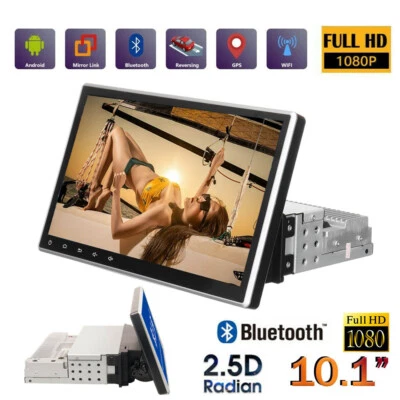 Single 1 DIN Smart Android 10.1 BT WiFi Car Radio Stereo GPS FM 10.1" Head Unit - Image 1 of 4