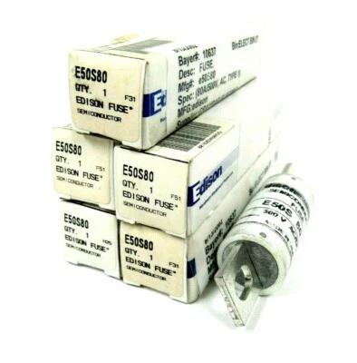 NEW LOT OF 5 EDISON E50S80 FUSE 500V 80A - Image 1 of 4