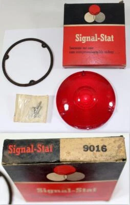 NOS Signal Stat Red Lens 9016 with New Gasket & Screws ~ 4" Diameter - Image 1 of 4