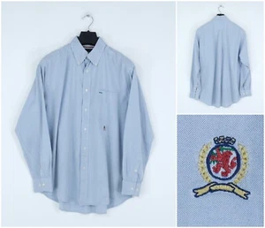 Mens TOMMY HILFIGER Shirt XL Size Vintage Blue Long Sleeve Formal Top - Picture 1 of 11