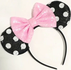 Polka Dot Sequin Minnie Mouse Ears, Mickey Minnie Mouse Ears, HANDMADE Disney - Picture 1 of 11