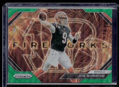 2023 Panini Prizm #F-8 Joe Burrow Fireworks Prizms Green Wave - Image 1 of 2