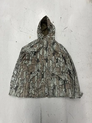 Vintage 10X Rainwear Hunting Jacket Mens XL Beige Gray Camo Rebark Gore-Tex Snap - Image 1 of 4