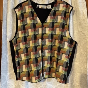 Chaleco Suéter Jhane Barnes De Colección Para Hombre M Mezcla de Lana Cuello en V Abstracto Años 90 - Imagen 1 de 5