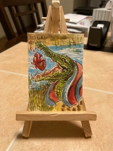 ACEO Original Art Painting Miniature card Mini ATC Egyptian Gods 4 - Picture 1 of 1