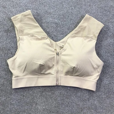 Tommie Copper Sports Bra Womens Large Beige Front Zip Copper Znergy Support - Image 1 of 4