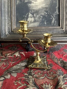 Vintage Bronze French Baroque Brass Chamberstick Candelabra - Picture 1 of 10