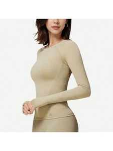 Women's Long Sleeve Fitted Crew Neck Top With Thumbhole Cuffs And Seam Detailing - Picture 1 of 28