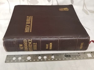 Vntg 1948 Holy Bible Red Letter School Library Reference Pictorial Blue Ribbon - Picture 1 of 19
