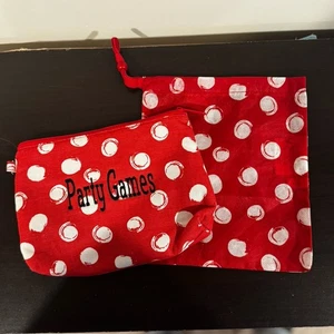 Thirty-One Red Mini Zipper Pouch 229A Swirl Dot With Matching Gift Bag - Picture 1 of 2