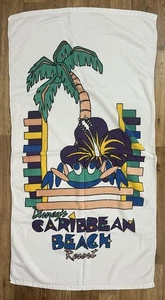 Vintage Disney Caribbean Beach Resort Strandtuch Sherry Mfg Baumwolle 28x53" - Bild 1 von 5