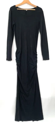Maxi Vestido James Perse Manga Larga Bodycon Crew Acanalado Negro Talla 4 (XL) WMU6887 Foto 1 de 4