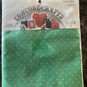 Concordcrafts fabric half yard Vintage, Green/ White - Picture 1 of 3