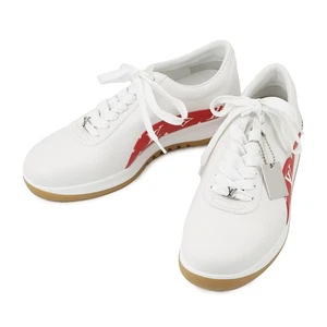 LOUIS VUITTON Supreme Collaboration Sneakers Size 6 Leather White/Red - Picture 1 of 17