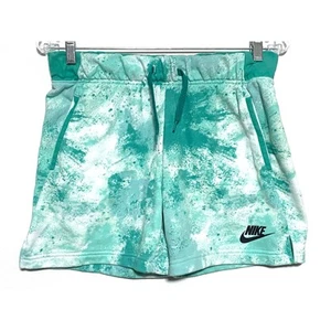 Nike Standard Fit Green Club Fleece Sweat Shorts Tie Dye Paint Splatter Girl XL - Picture 1 of 8