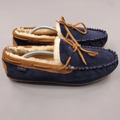 Zapatillas L.L.Bean Para Hombre Talla 11 Azul Wicked Good Mocasines Gamuza Forradas en Piel de Oveja Foto 1 de 4
