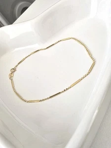 18K Yellow Gold Bamboo Bracelet Size 7.5 Slim Lightweight Dainty Au750 New 1mm - Picture 1 of 16
