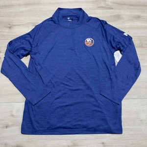 New York Islanders Fanatics Camicia Uomo Grande Blu 1/4 Zip Maglione Manica Lunga - Foto 1 di 15