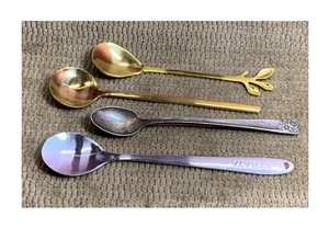 4- ICH GLAUBE VINTAGE VERSCHIEDENE MARKEN KÜCHENLÖFFEL - GOLD MARKENLOS - Bild 1 von 7