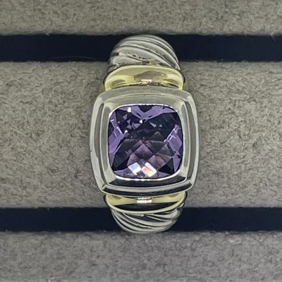 Anillo David Yurman Amatista Nobleza Plata y Oro Amarillo 14k Talla 7 Foto 1 de 4