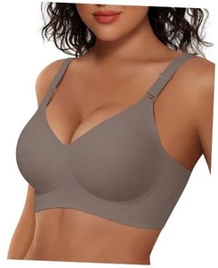 Womens Wireless Bras No Underwire Push Up Bra Seamless Supportive Large Grey - Picture 1 of 7