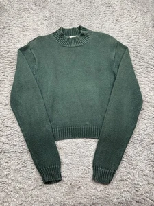 Vintage American Eagle Pullover Damen Medium Smaragdgrün Ramie Cropped Preppy 90er - Bild 1 von 8
