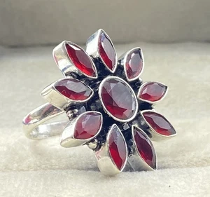 925 Sterling Silber Mosambik Granat Edelstein Schmuck verstellbar Ring - Bild 1 von 4