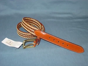 Vintage Trafalgar Leather Woven Brown Braided Belt Mens Size 34 Brass Buckle USA - Picture 1 of 5
