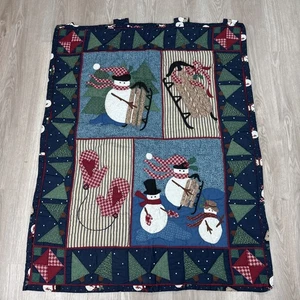 De Colección The Old Country Store Navidad Muñecos de Nieve Tela Edredón Panel Colgante de Pared - Imagen 1 de 11