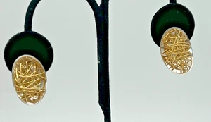 PENDIENTES ESCULTURA ORO AMARILLO Y BLANCO 14k - Italia - 6,36 gramos - Imagen 1 de 5