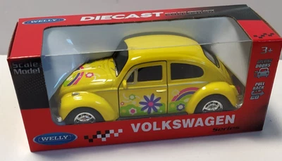 WELLY NEX  1:38 AUTO DIE CAST  VOLKSWAGEN  VW BEETLE  GIALLO A RETROCARICA 42343 - Immagine 1 di 2