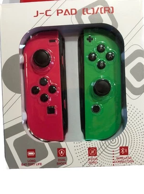 For Nintendo Switch Joy Con L & R Bluetooth Wireless Gamepad Hot Pink/Neon Green - Image 1 of 4