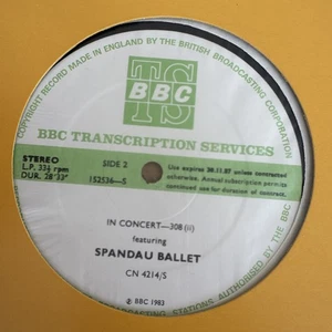 Spandau Ballet In Concert 1983 Vinyl BBC Transcription Service CN 4214/S NM - Picture 1 of 7