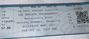 Boleto GUSTAVO DUDAMEL 2017 L.A. PHILHARMONIC BEETHOVEN'S NOVENO Hollywood Bowl - Imagen 1 de 2