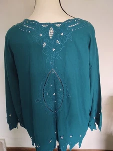 Bali schicke türkis bestickte Tunika mit Spitzendetail One Size Gypsy Boho Fee - Bild 1 von 5