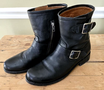 Botas Frye The Vicky Para Mujer Talla 9 B Moto Hebilla Correa Gótica Cremallera Ingeniero Combate Foto 1 de 4