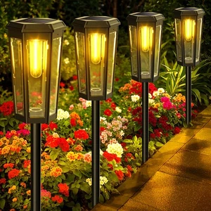 Solar Pathway Lights Outdoor - 6 Pack Solar Garden Lights Driveway Light Land... - Picture 1 of 9
