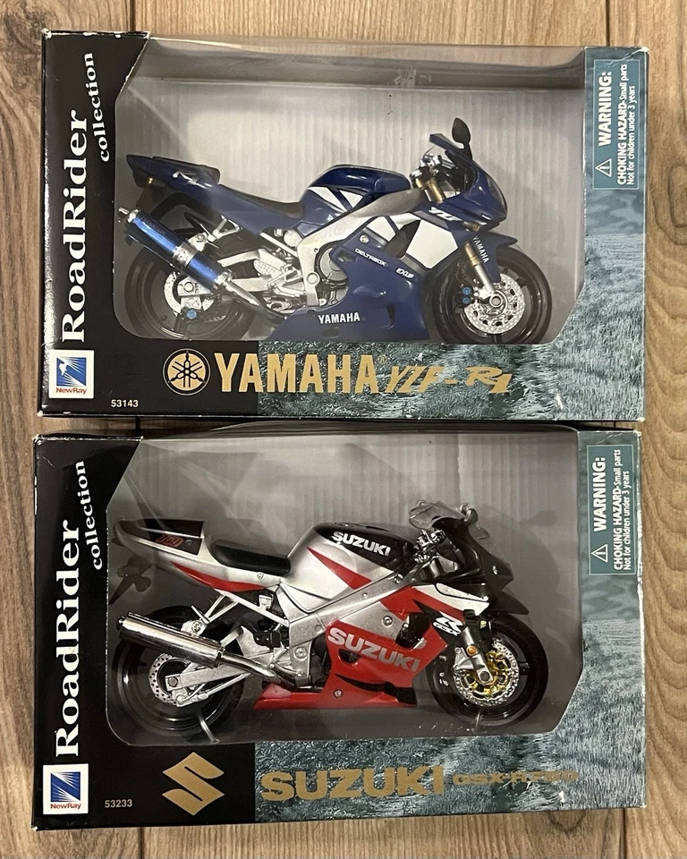 Lot Of 2 Ray Road Rider Collection Yamaha YZF-R1 & Suzuki GSX-R750 Motorcycle - Image 1 of 4