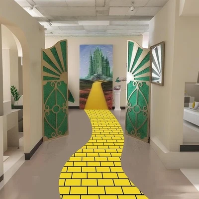 Yellow Brick Floor Runner for Wizard Party Decorations 47 x 118 Inches Long - Image 1 of 4