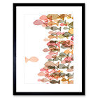 Painting Digital Graphic Shoal Fish One Against Flow Framed Print 12x16 Inch