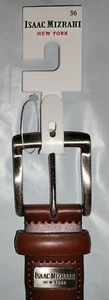 Isaac Mizrahi Burnished Edge GENUINE LEATHER BELT - Brown - Size 36 - NEW $75 - Picture 1 of 4