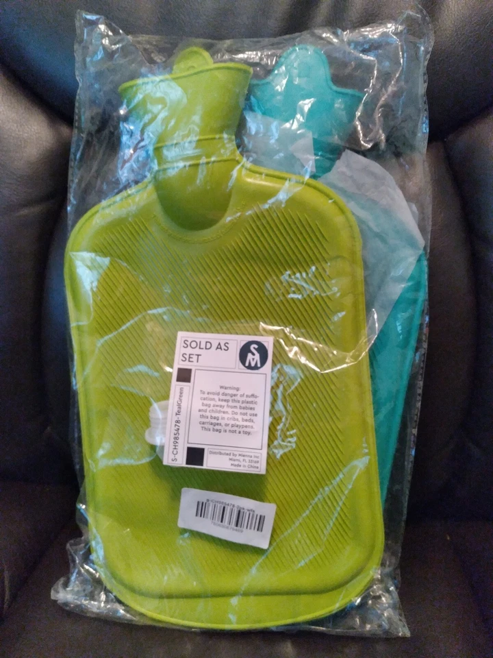 Paquete de 2 bolsas de goma para botellas de agua caliente relajante calor terapia de frío 12" X 6"  Foto 1 de 1