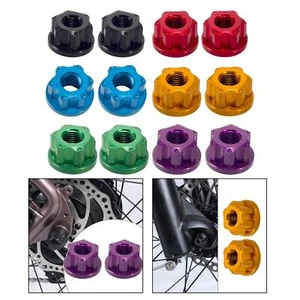 2Pcs Bike Wheel Hub Axle Nuts Lock Nut Replacement 7075 Aluminum Alloy Hardware - Picture 1 of 43