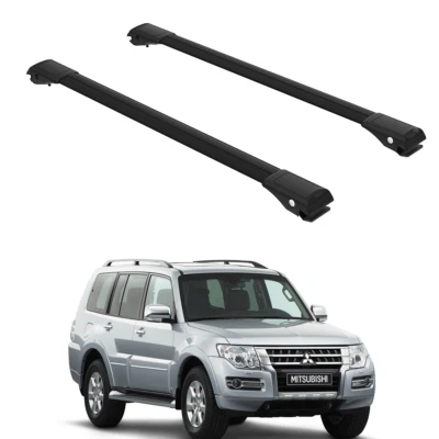 Conjunto de barras transversais para rack de teto Mitsubishi Montero 2006-2021 conjunto preto - Imagem 1 de 4