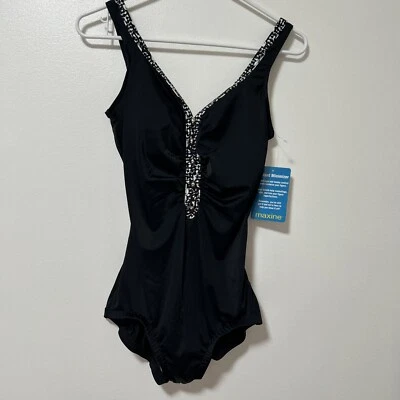 Maxine of Hollywood Traje de Baño Minimizador Instantáneo Una Pieza Talla 10 Negro/Blanco Nuevo Foto 1 de 4