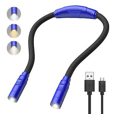 Handsfree LED Flexible Light USB Rechargeable Over Neck Book Reading Lamp Torch • 22.95$