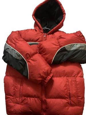 Chaqueta London Fog Juvenil M 10/12 Niños Roja Negra Gris Cálida Con Capucha Nieve Cremallera Completa Foto 1 de 4