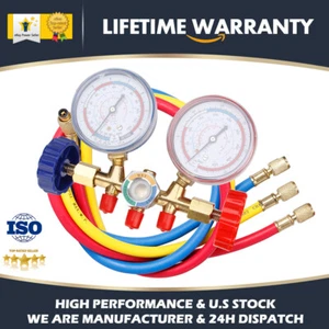 AC Diagnostic Manifold Freon Gauge A/C Tool Kit 0-220PSI US - Picture 1 of 12