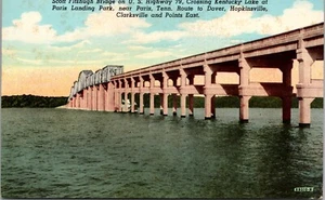 Scott Fitzhugh Bridge crossing Kentucky Lake KENTUCKY LINEN POSTCARD B8 - Picture 1 of 2
