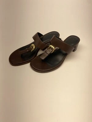 Sandalias de tanga Vince de cuero marrón aubrey para mujer talla 7,5 Foto 1 de 4